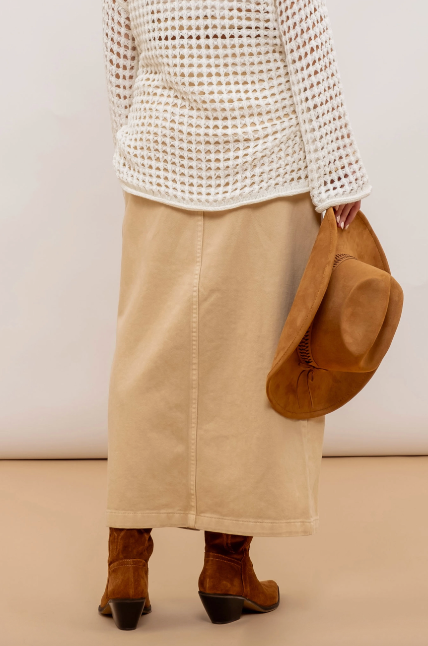 Melinda Paneled Split Hem Midi Skirt
