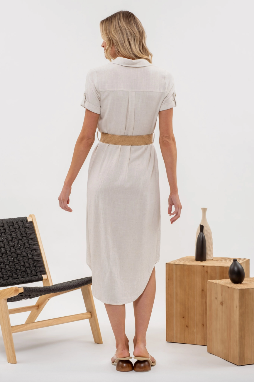 Cressida Linen Button Down Midi Dress