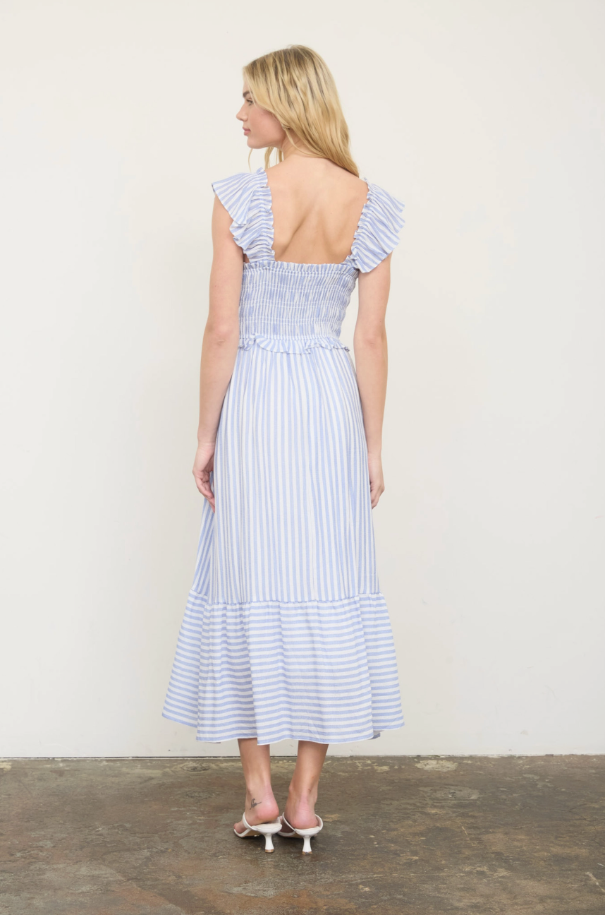 Merissa Stripe Smocked Midi Dress