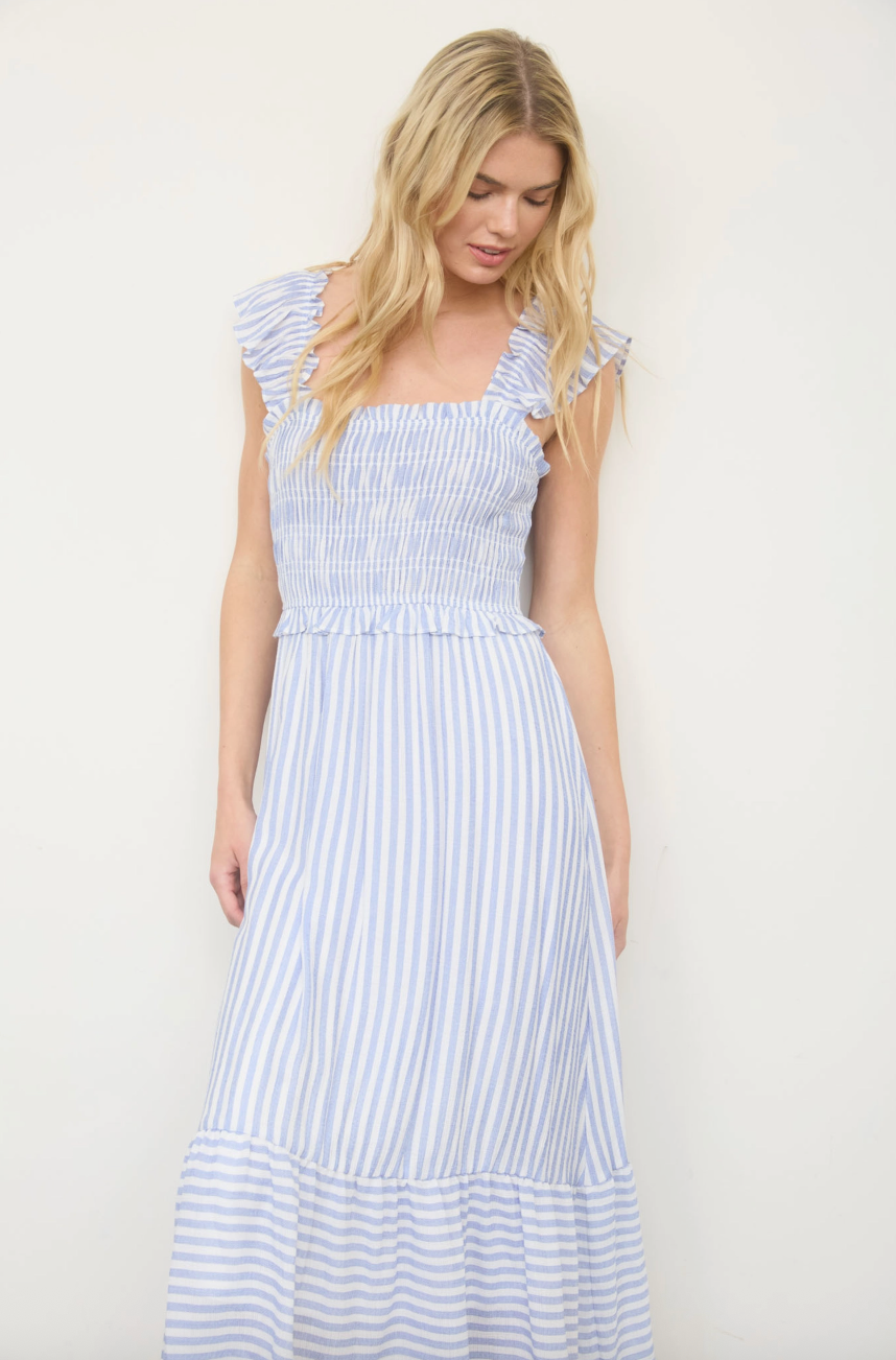 Merissa Stripe Smocked Midi Dress