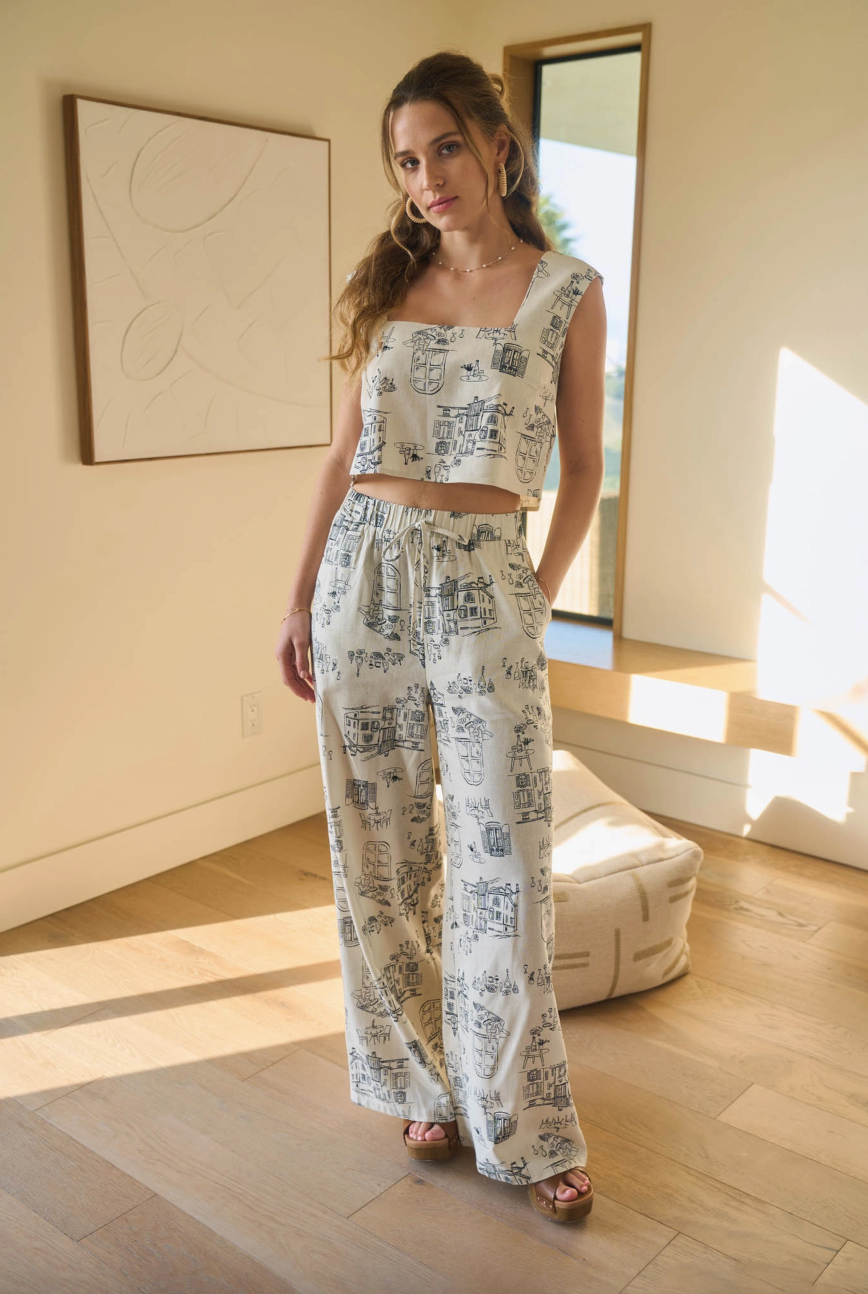 Cindy Toile Print Linen Set
