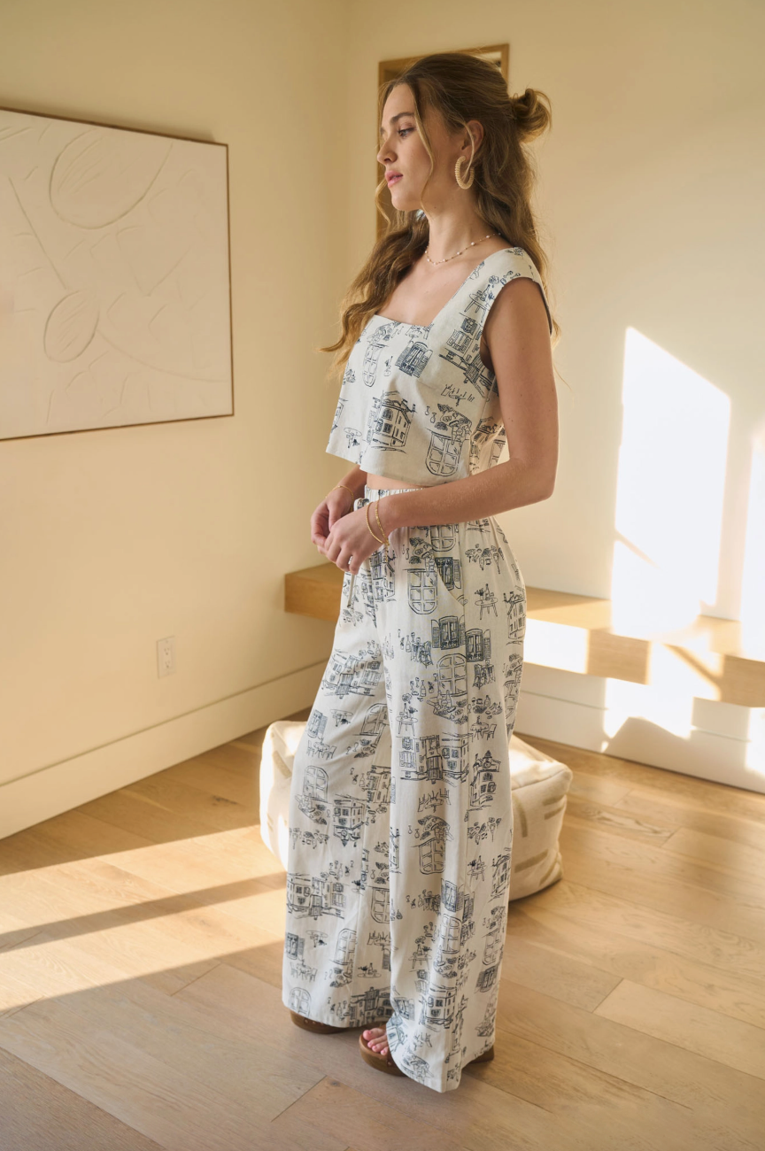 Cindy Toile Print Linen Set