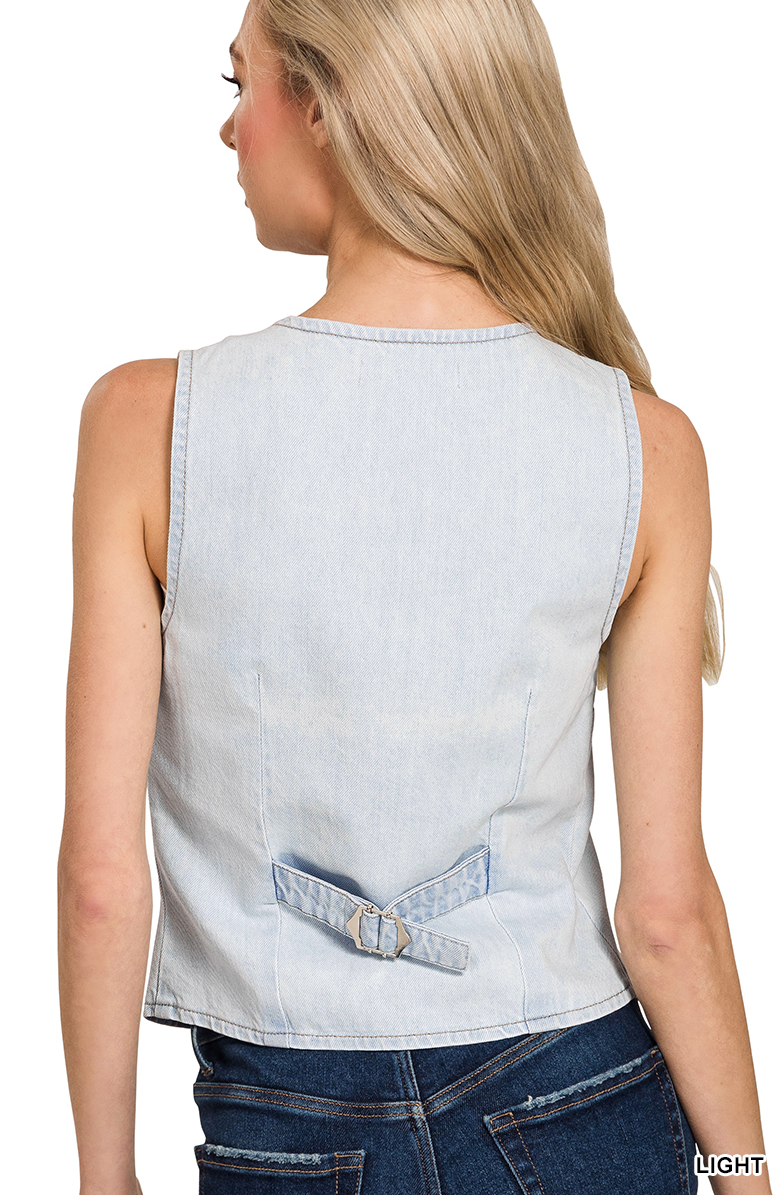 Carrie Denim Button Vest