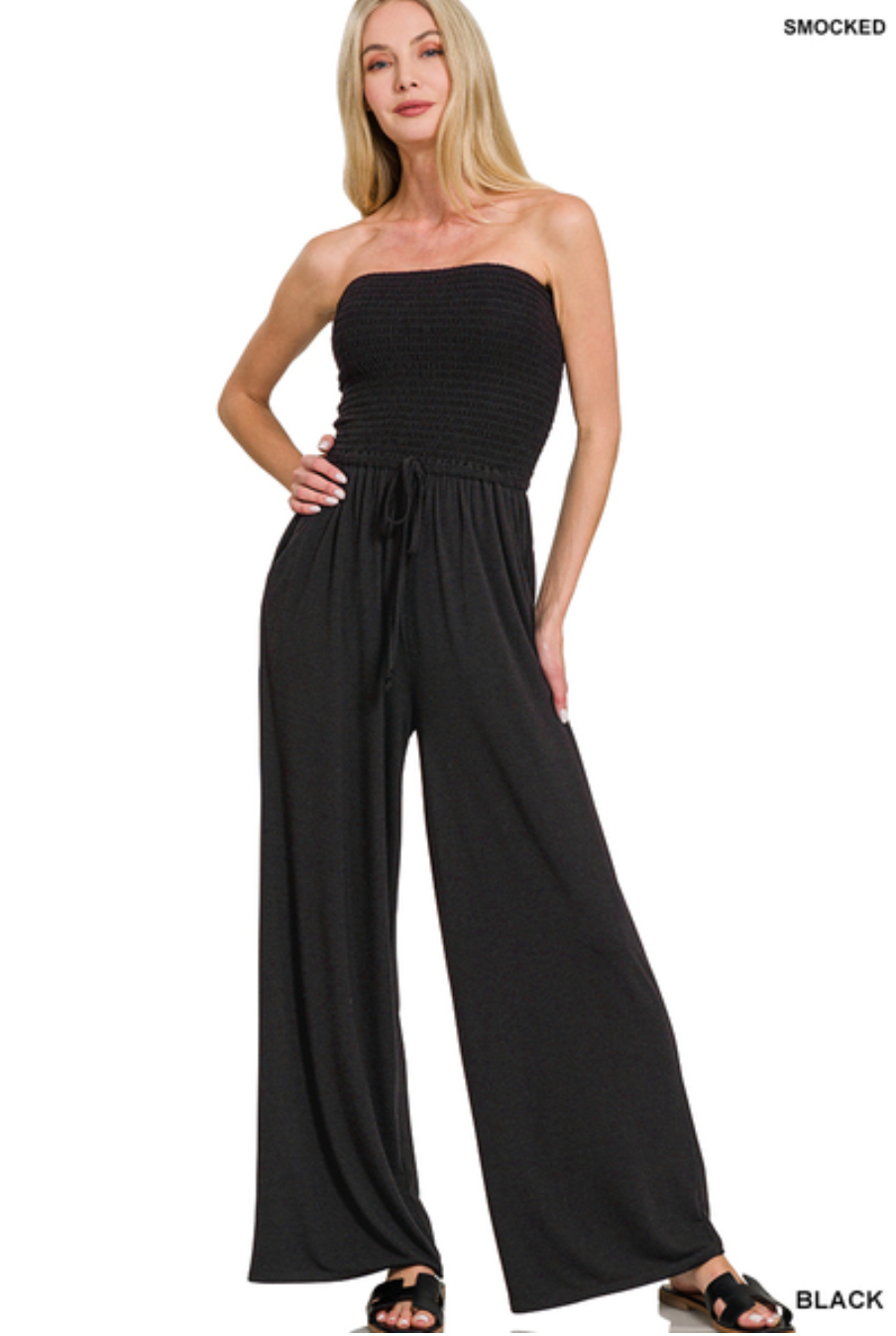 Jody Smocked Strapless Jumpsuit
