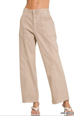 Cassie Utility Pocket Colored Denim Pants - Ash Mocha