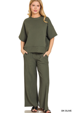 Dora Ribbed Pant - DK Olive