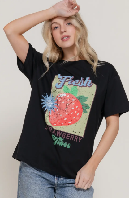 Short Sleeve Crew Neck Graphic Black