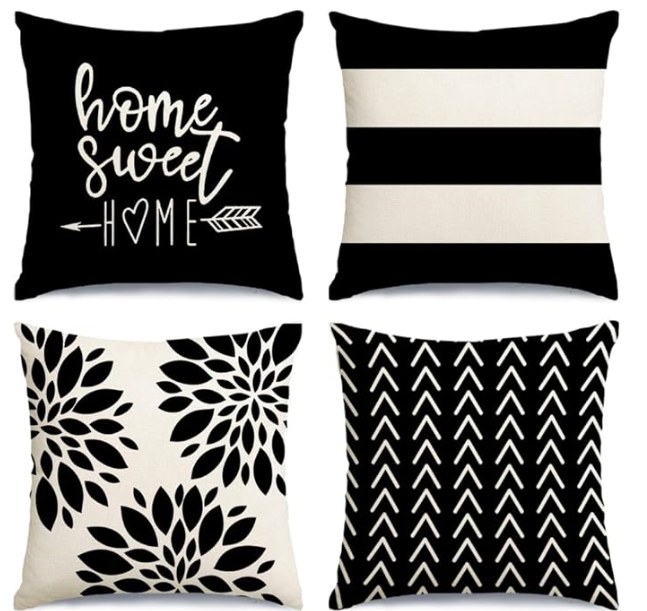 Black and White Stripe Pillow 18x18
