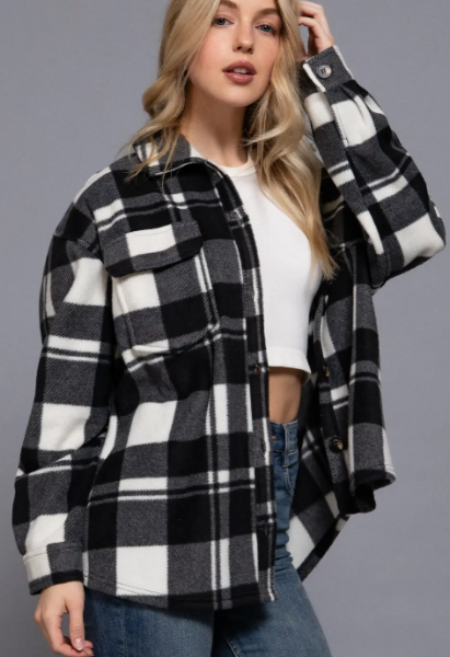 Allison Check Printed Fleece Shacket