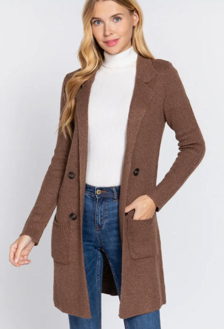 Nicole Notched Collar Sweater Jacket
