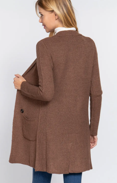 Nicole Notched Collar Sweater Jacket