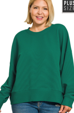 Ribbed Balloon Sleeve Pullover - HG