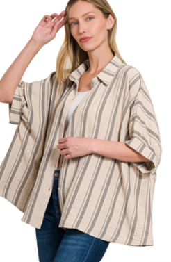Woven Yarn-Dye Stripe Oversized