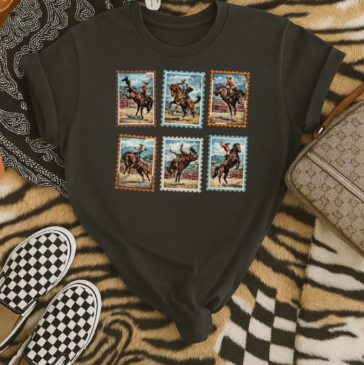 Vintage Rodeo Cowboy Stamp Western