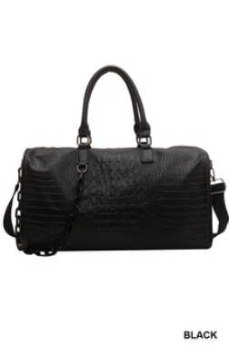 Vegan Leather Weekender Travel Duffle Bag - Black