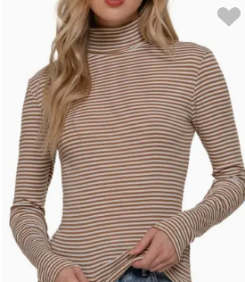 Long Sleeve Turtle Neck Stripe Top