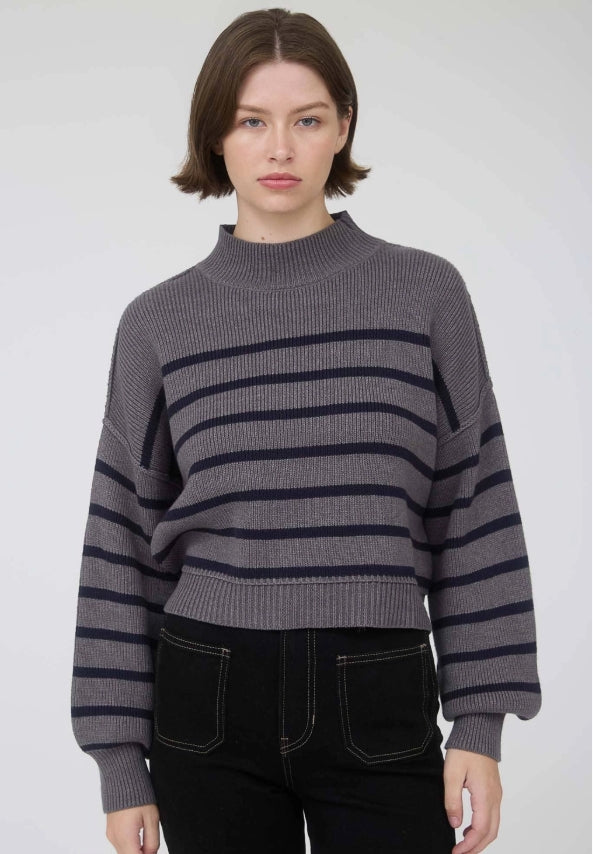 Mindy Stripe Mock Neck Top