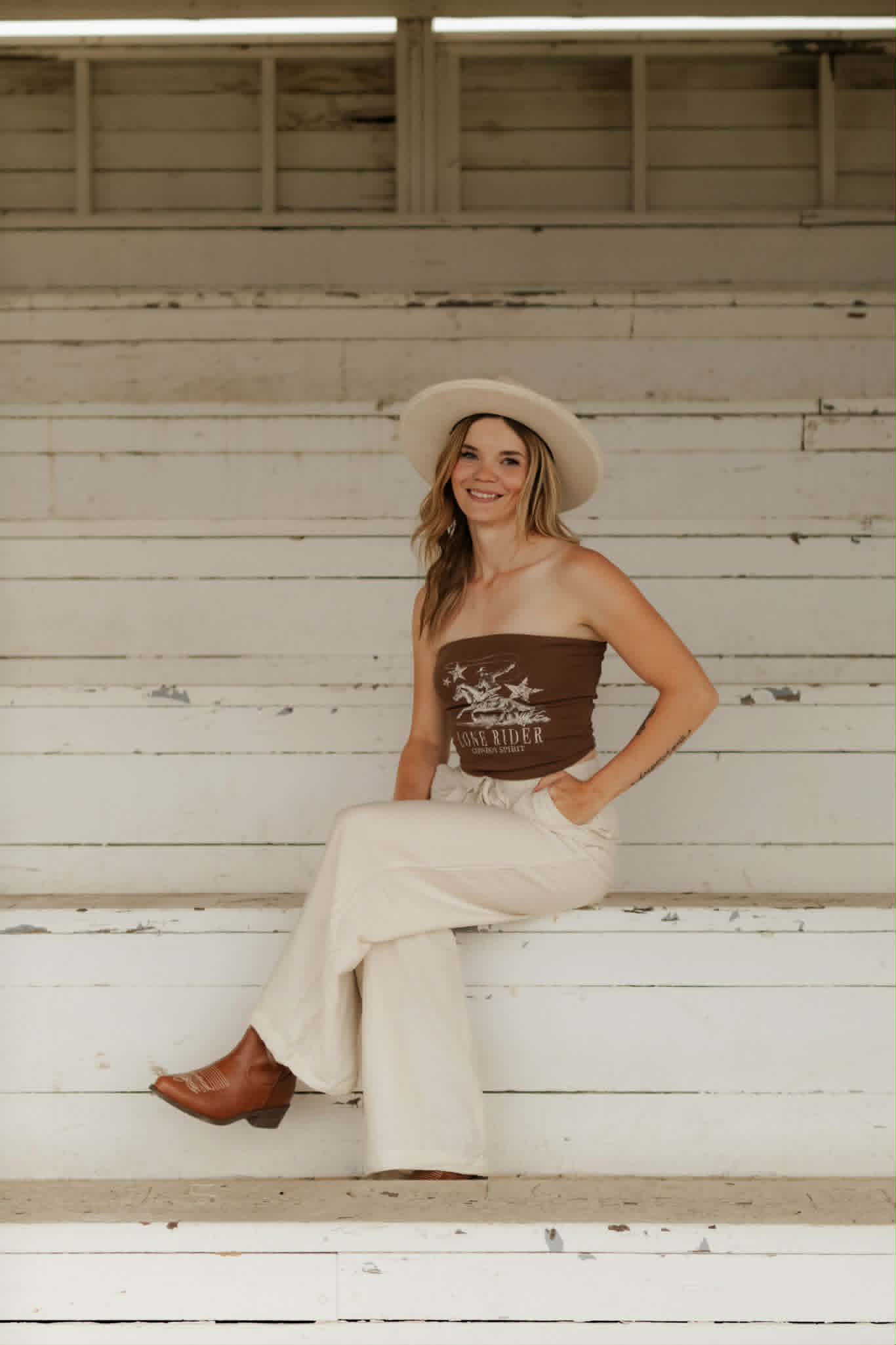 Lana Lone Rider Western Graphic Brown
