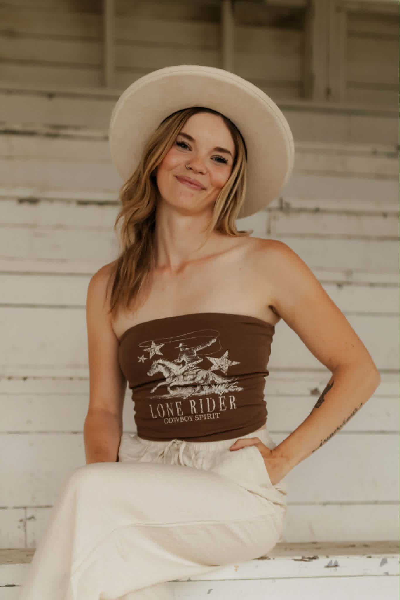 Lana Lone Rider Western Graphic Brown