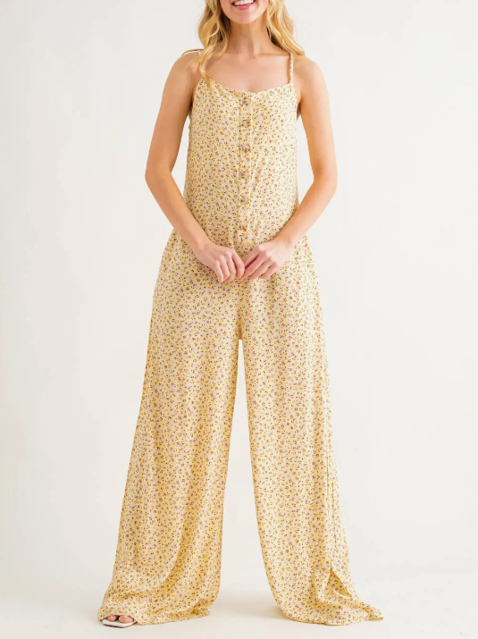Kendra Floral Jumpsuit- Light Yellow