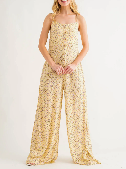 Kendra Floral Jumpsuit- Light Yellow