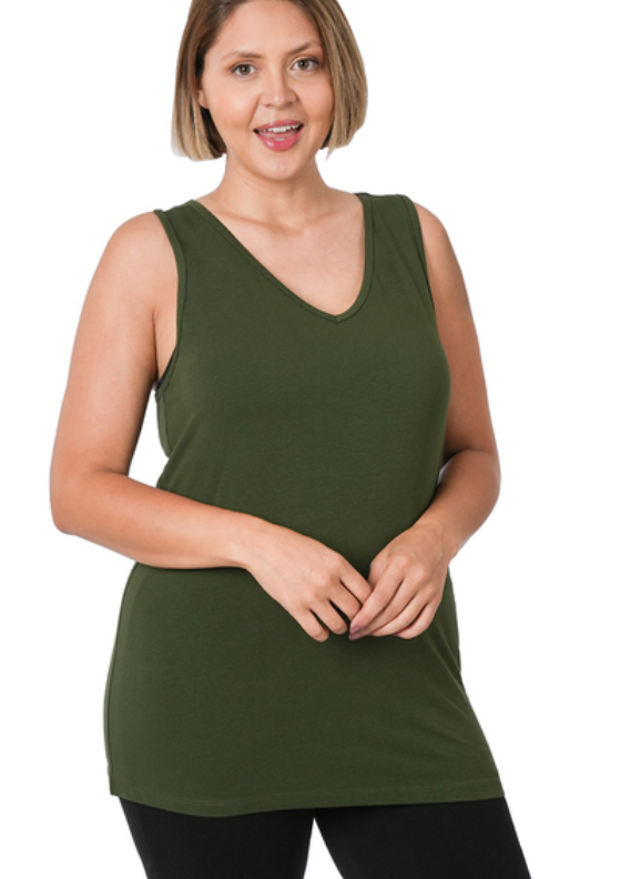 Grace Racerback Tank- Army Green