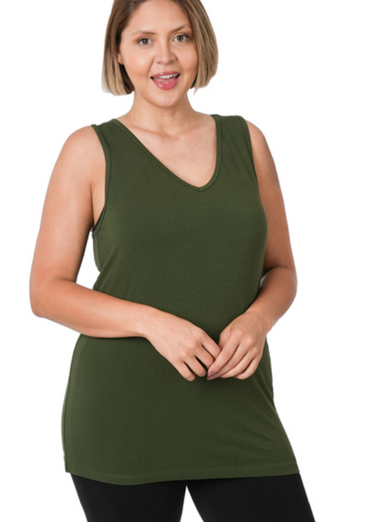 Grace Racerback Tank- Army Green