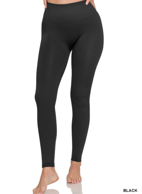 Sue High Waist Fleece Legging- Black