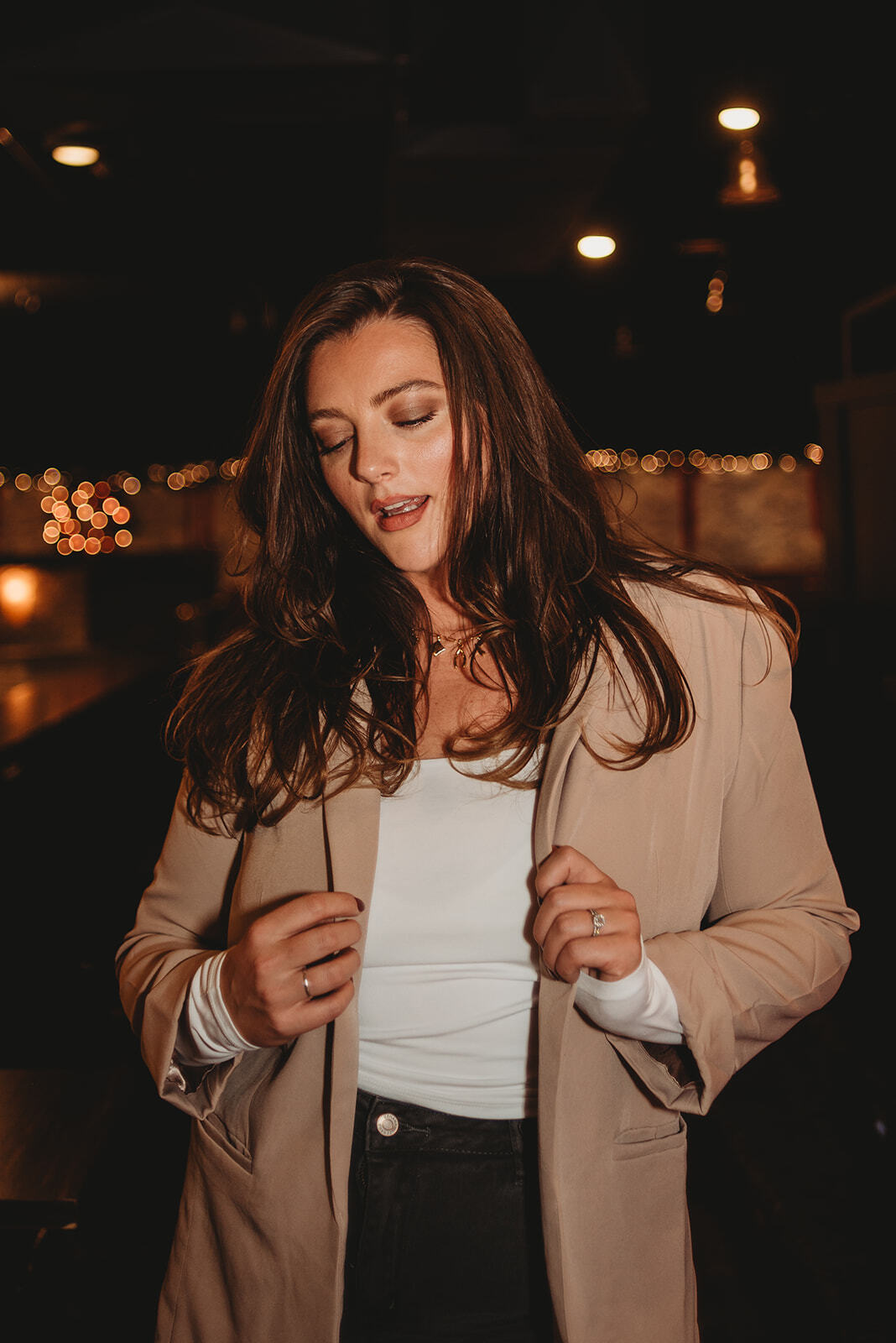 Bella Long Sleeve Blazer- Mocha