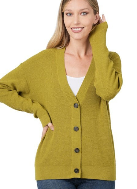 Danielle Cardigan- Olive Mustard
