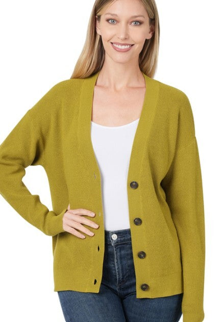 Danielle Cardigan- Olive Mustard
