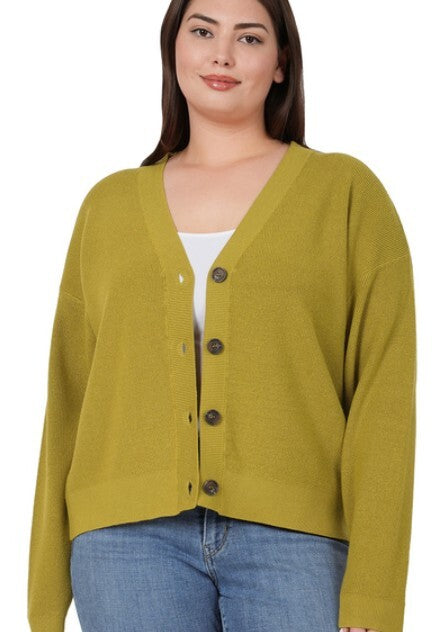 Danielle Cardigan- Olive Mustard