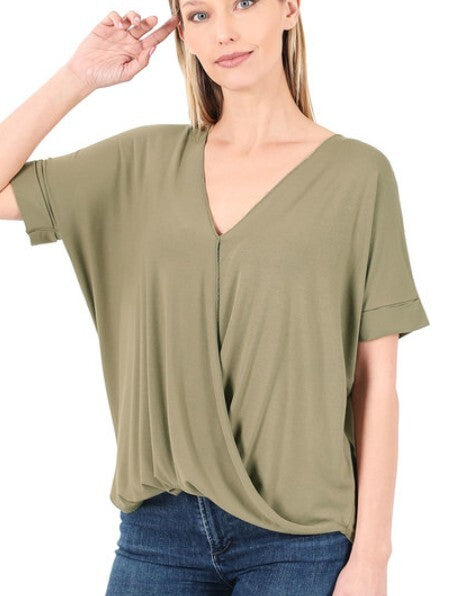 Nina Crepe Top- Khaki