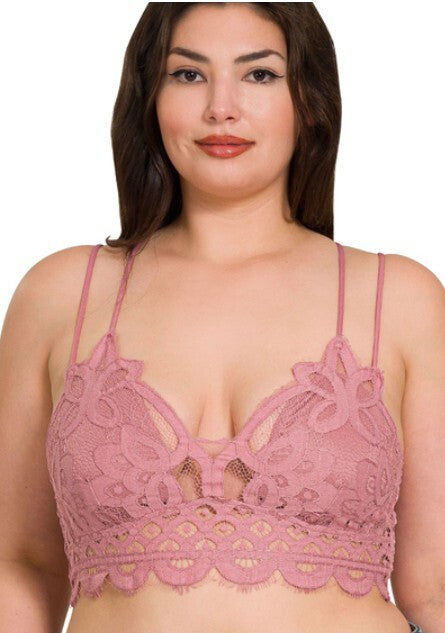 Zenana Lace Bralette- Rose