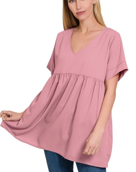 Maternity Empire Waist Top- Rose