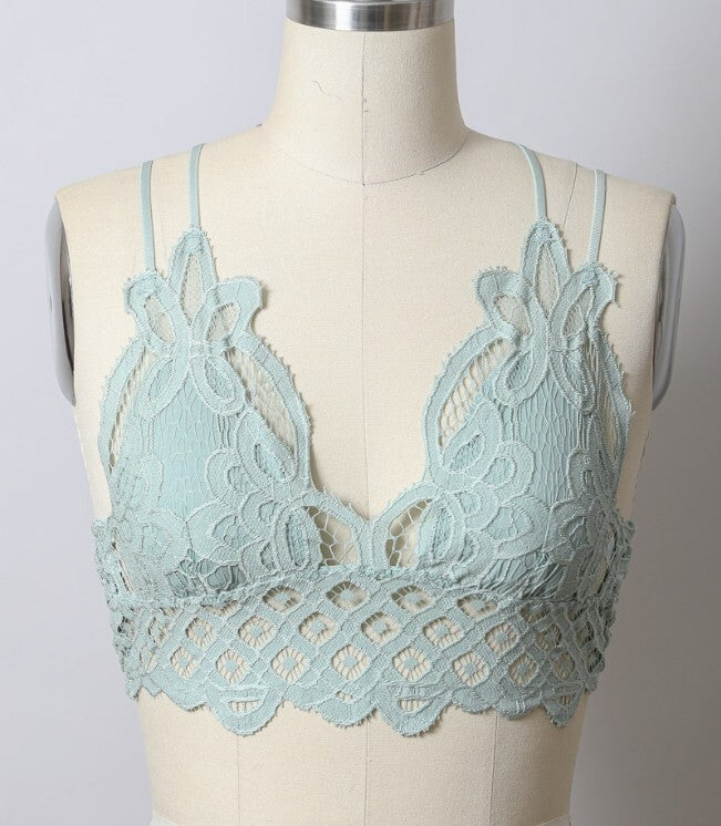 Femme Longline Lace Bralette- Sage