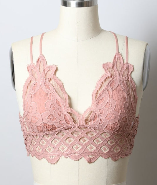 Femme Longline Lace Bralette- Mauve