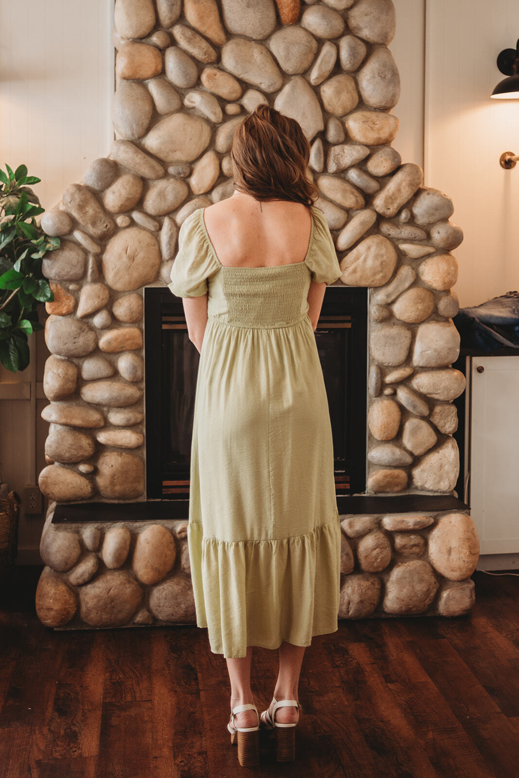 June Puff Sleeve Midi - LT Green