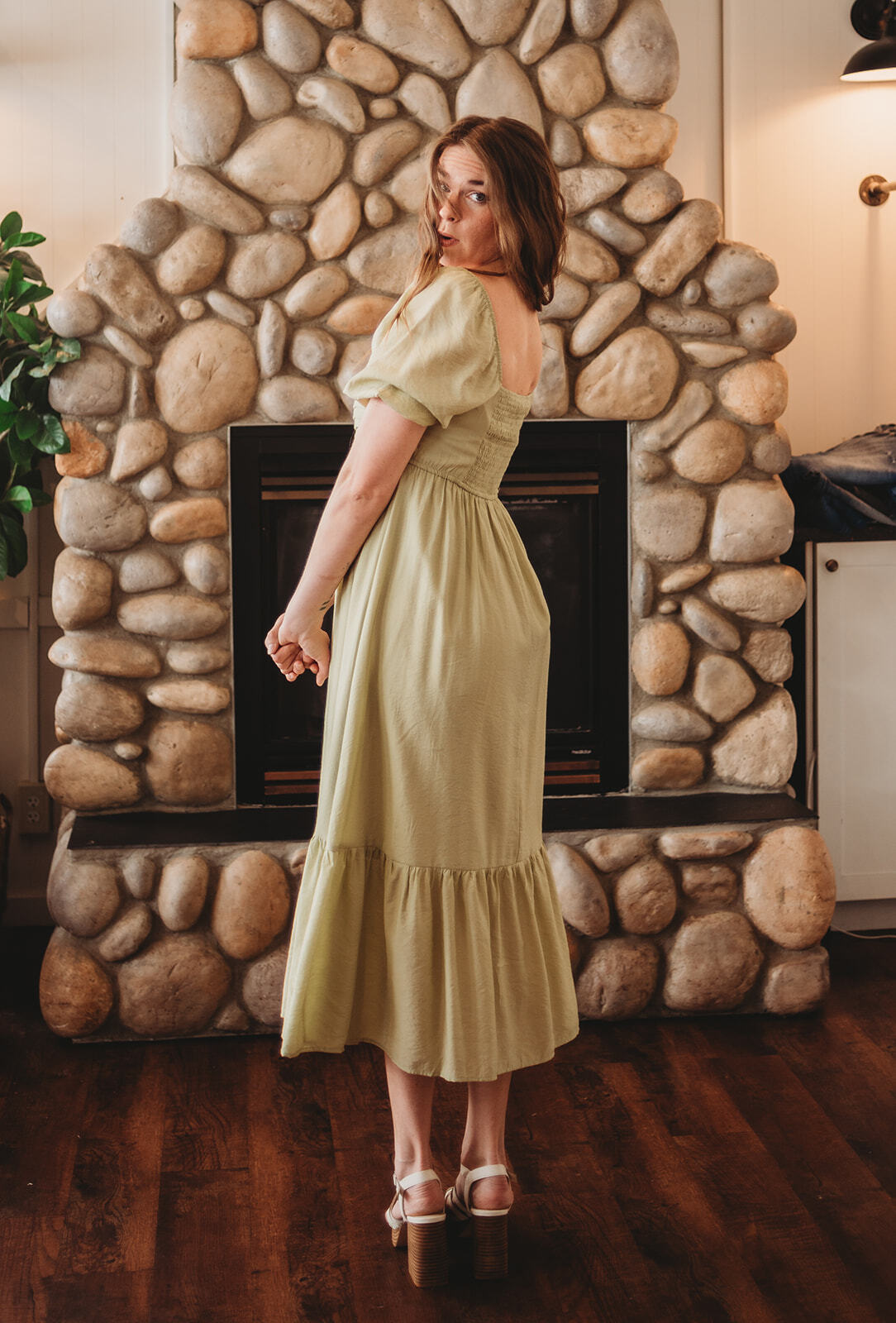 June Puff Sleeve Midi - LT Green
