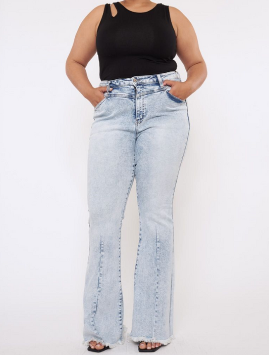 KanCan Anna High Rise Acid Wash Flare - Plus