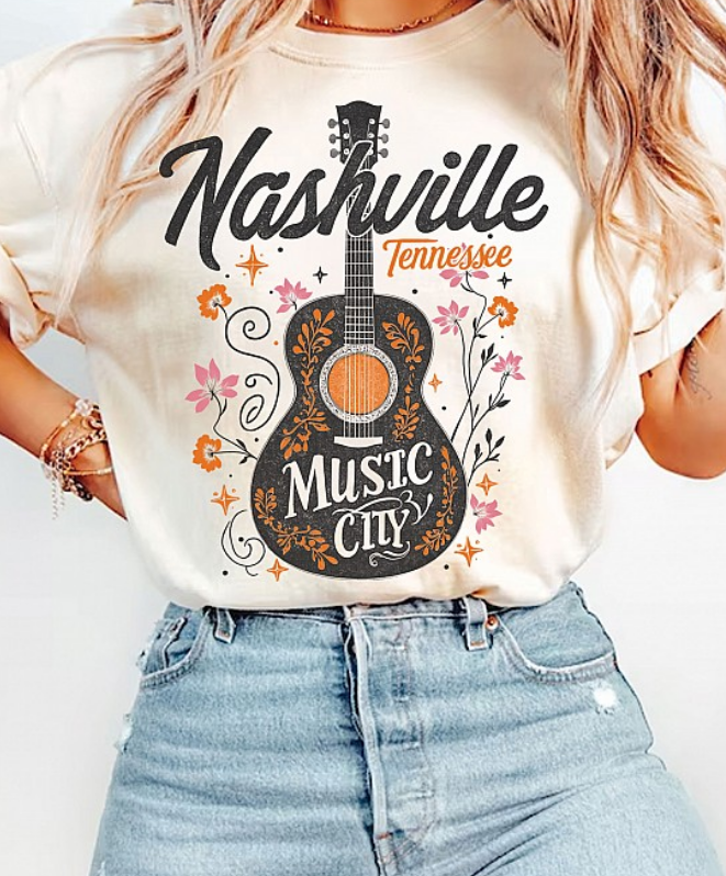 Graphic Tee - Nashville Guitar Floral