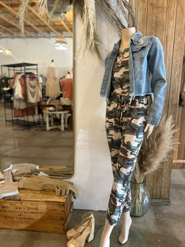 Nicole French Terry Jumpsuit - Camo