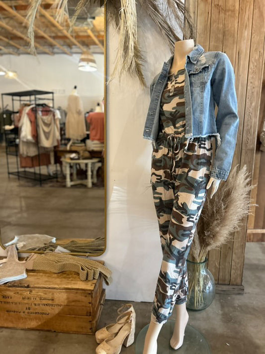Nicole French Terry Jumpsuit - Camo