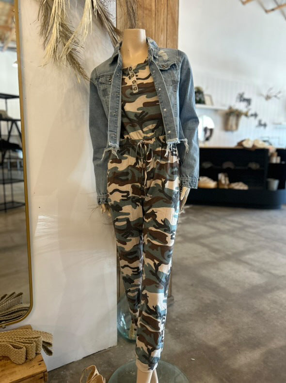 Nicole French Terry Jumpsuit - Camo