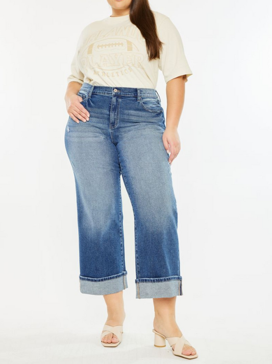 KanCan Carole High Rise Cropped Wide Leg +