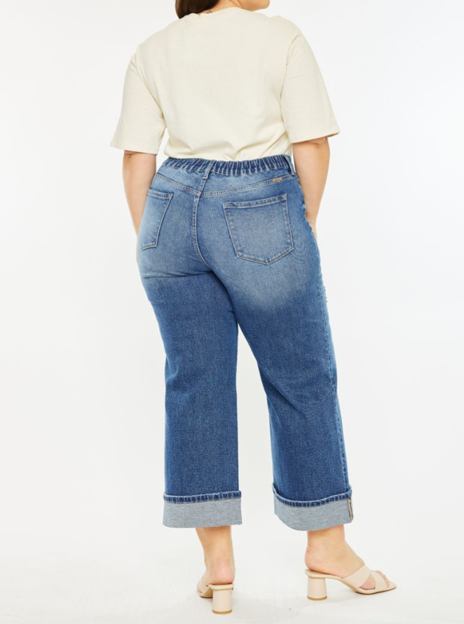 KanCan Carole High Rise Cropped Wide Leg +