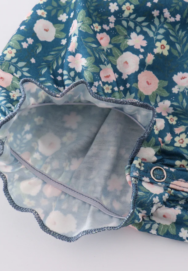 Green Floral Bunny Bloomer