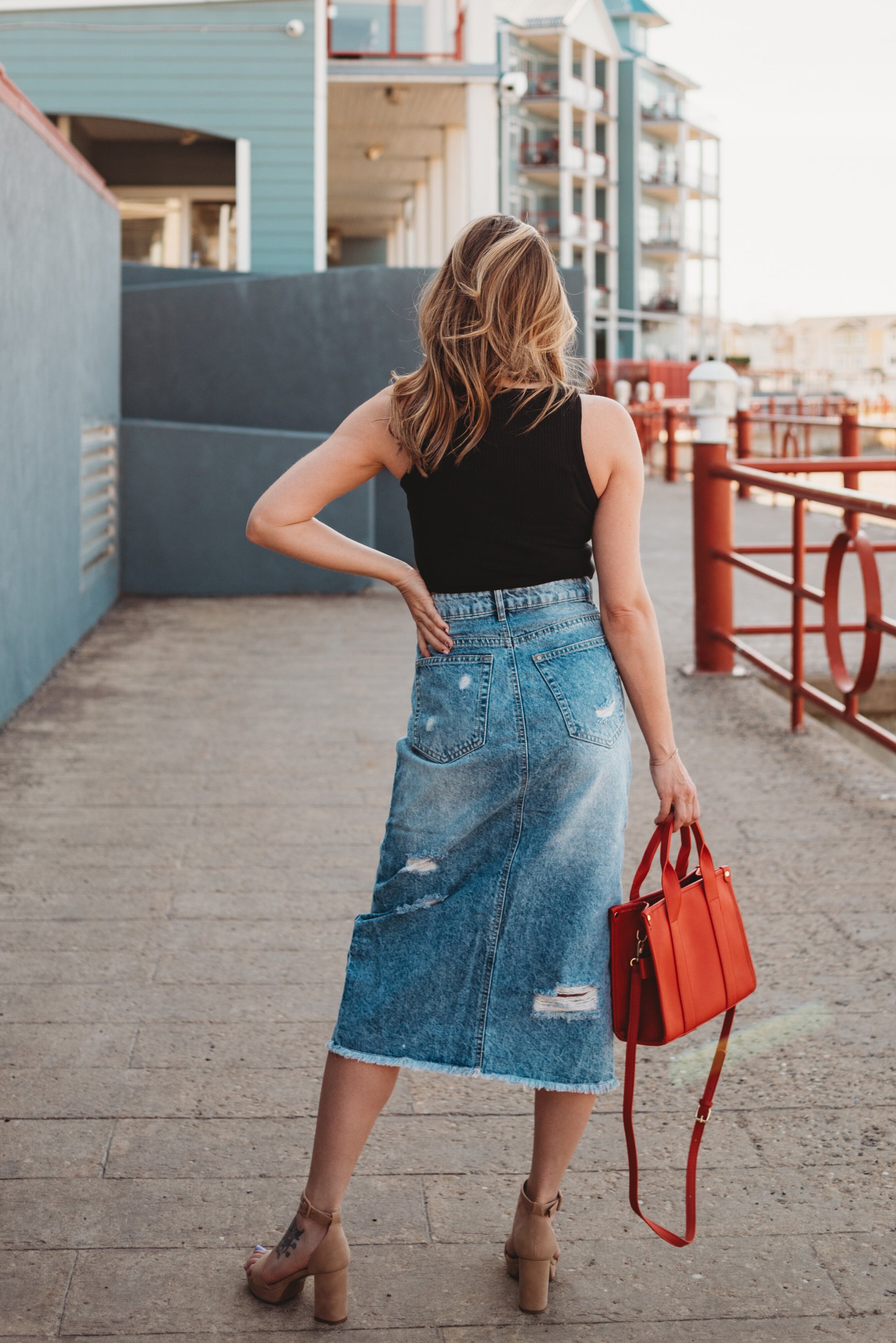 Adelaide Distressed Denim Skirt - Medium Wash