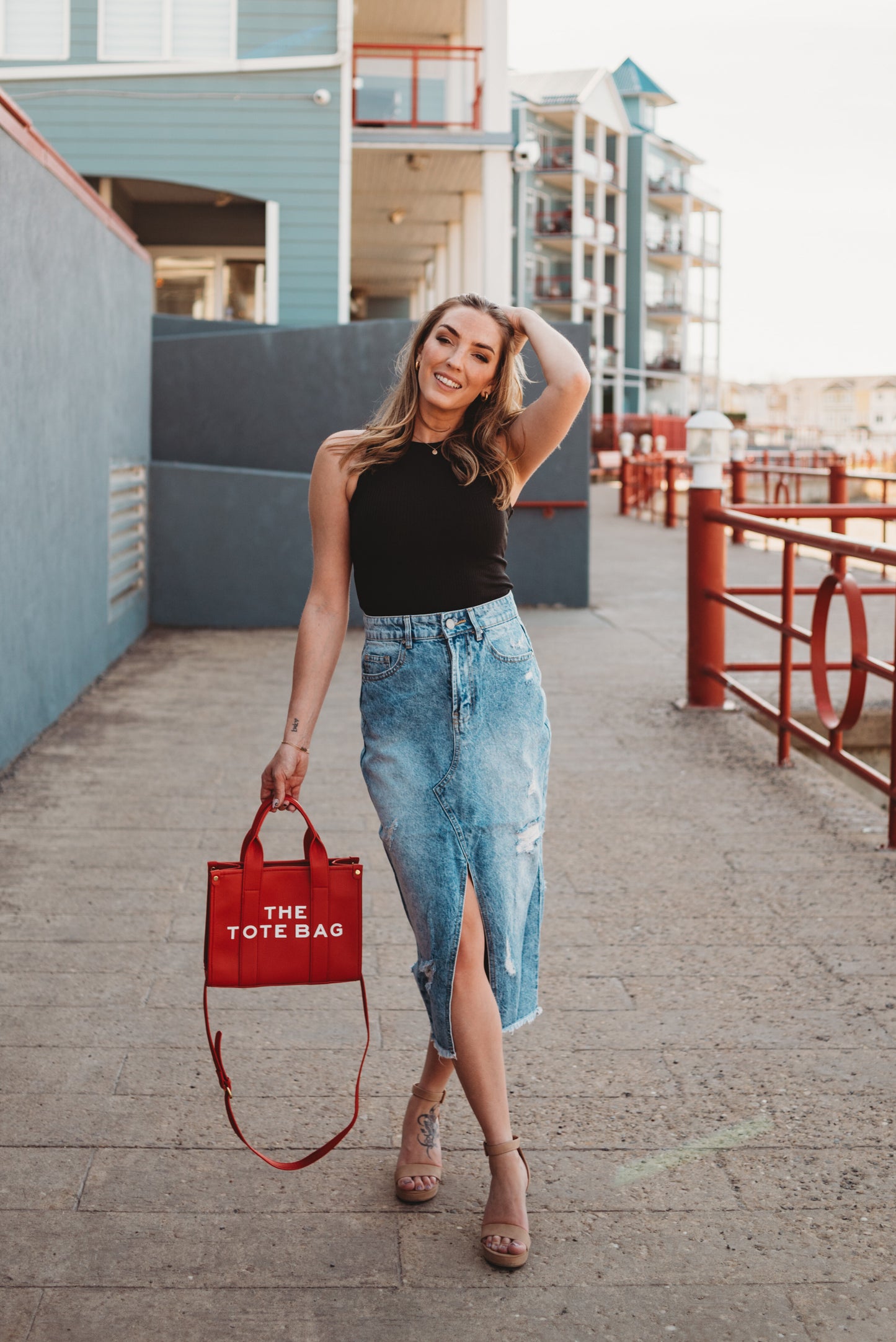 Adelaide Distressed Denim Skirt - Medium Wash