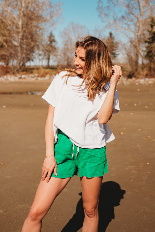 Eden Double Gauze Shorts - Green